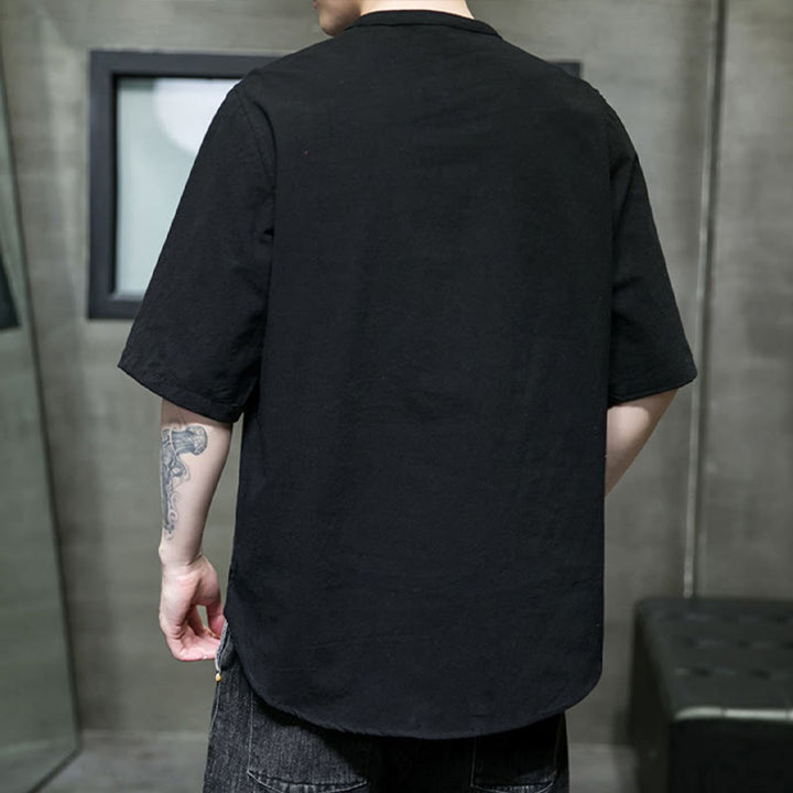 Buddha Stones Plain Color Men's Half Sleeve Cotton Shirt - image 19