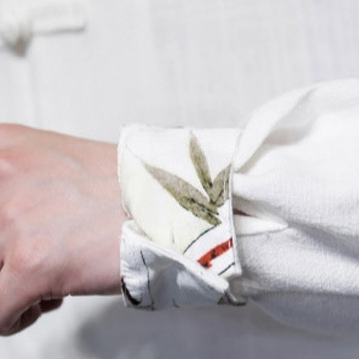 Buddha Stones Chinese Frog-Button Tang Suit Bamboo Leaves Long Sleeve Shirt Cotton Linen Men's Jacket - image 6