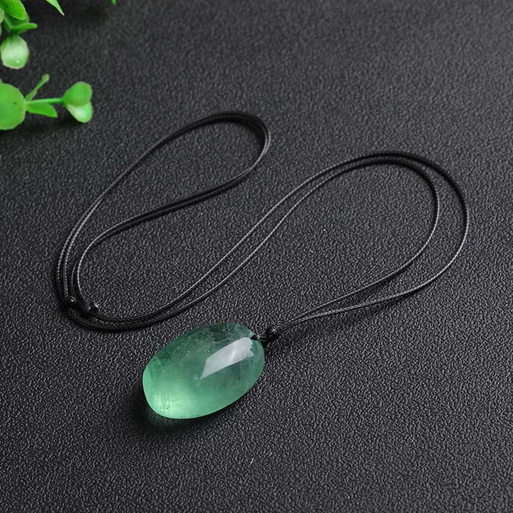 Buddha Stones Green Fluorite Power Necklace Pendant - Natural Fluorite(Color May Vary & Random Shape) - image 0