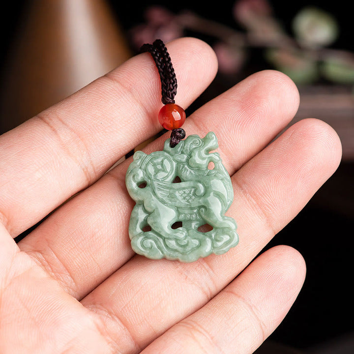 Buddha Stones Jade PiXiu Wealth Luck String Necklace Pendant - image 8