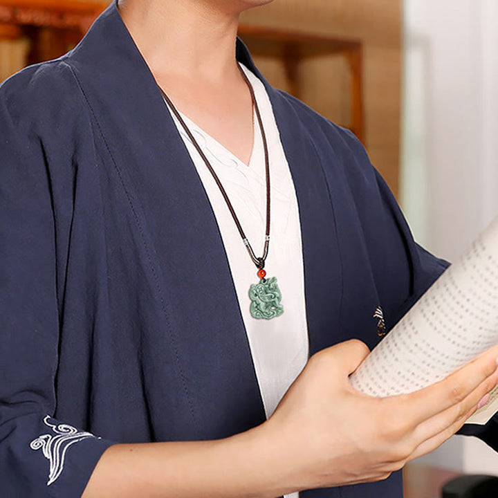 Buddha Stones Jade PiXiu Wealth Luck String Necklace Pendant - image 9