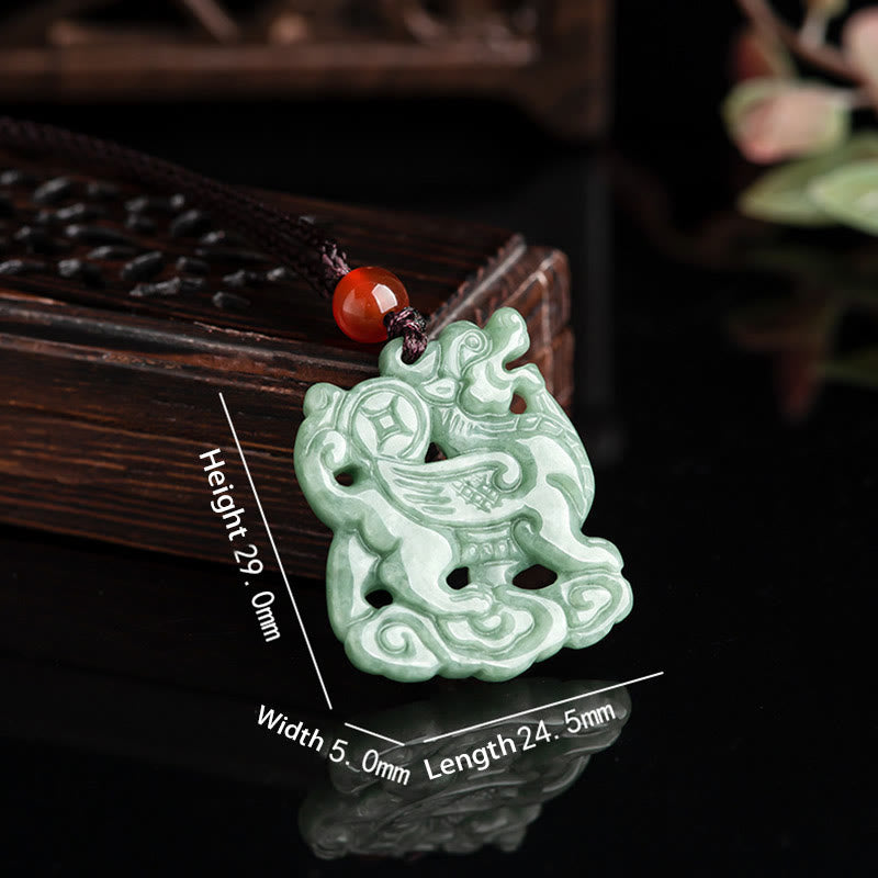 Buddha Stones Jade PiXiu Wealth Luck String Necklace Pendant - image 3