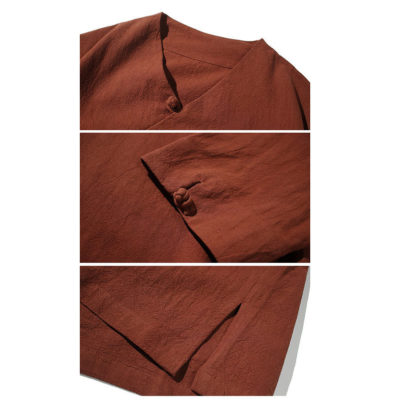 Buddha Stones V-Neck Plain Men's Half Sleeve Cotton Shirt - image 5