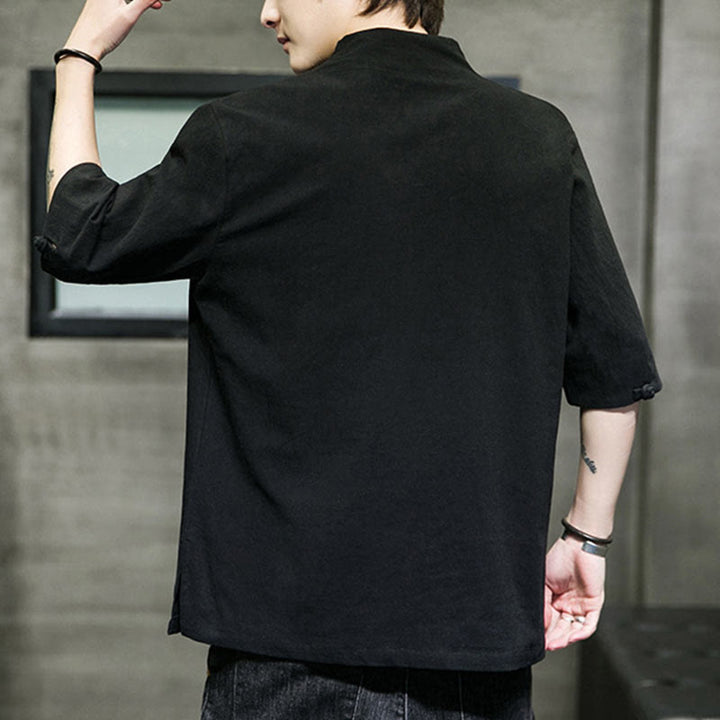Buddha Stones V-Neck Plain Men's Half Sleeve Cotton Shirt - image 13