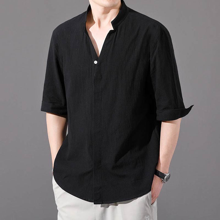 Buddha Stones Summer Men's Half Sleeve Button Cotton Shirt - Black - US/UK/AU48，EU58 (6XL)  - image 10