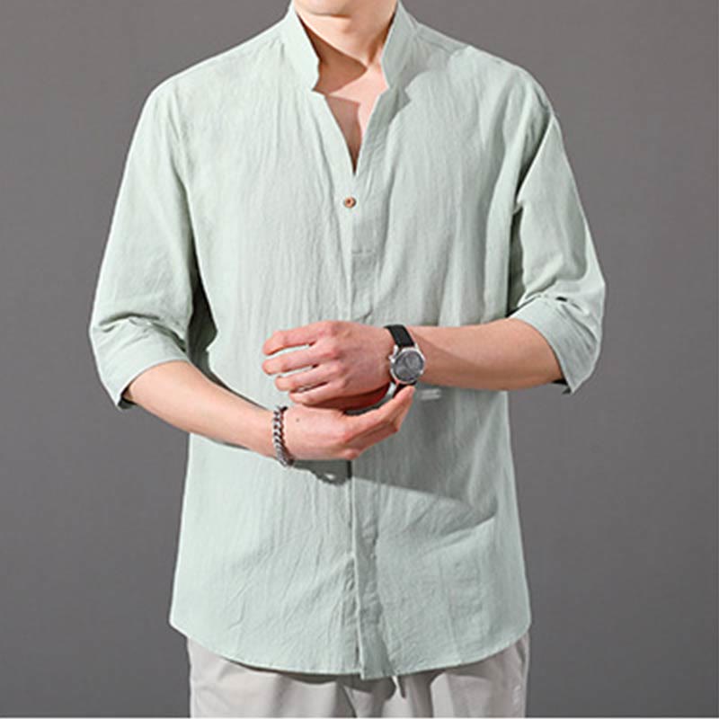 Buddha Stones Summer Men's Half Sleeve Button Cotton Shirt - image 13