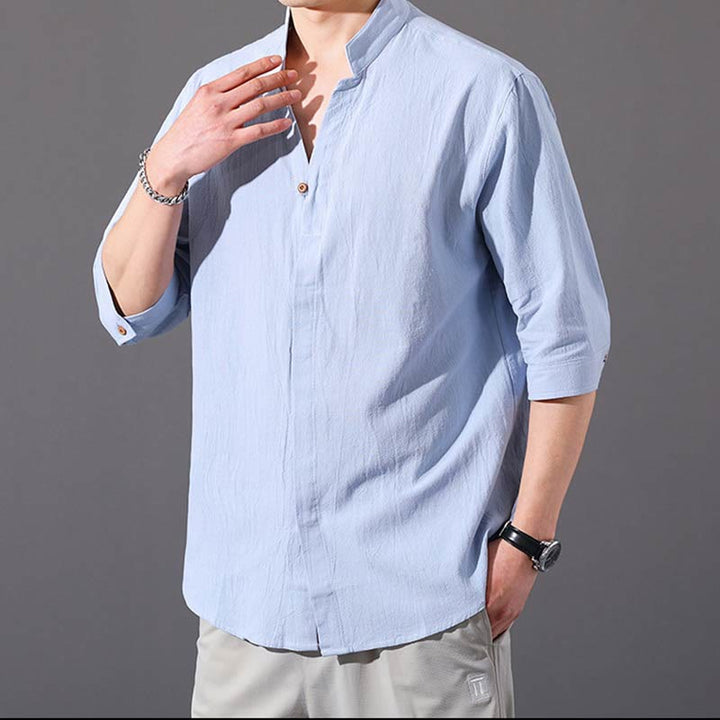 Buddha Stones Summer Men's Half Sleeve Button Cotton Shirt - image 3