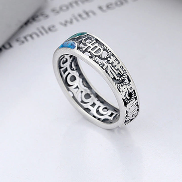 Buddha Stones 925 Sterling Silver Koi Fish Lotus Luck Everything Goes Well Ring