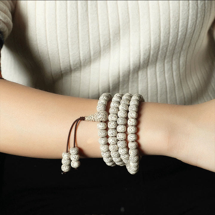 Buddha Stones Tibetan Bodhi Seed Amber Agate Wealth Bracelet