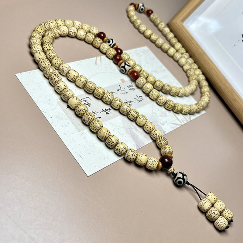 Buddha Stones 108 Mala Beads Bodhi Seed Dzi Bead Keep Away Evil Spirits Bracelet