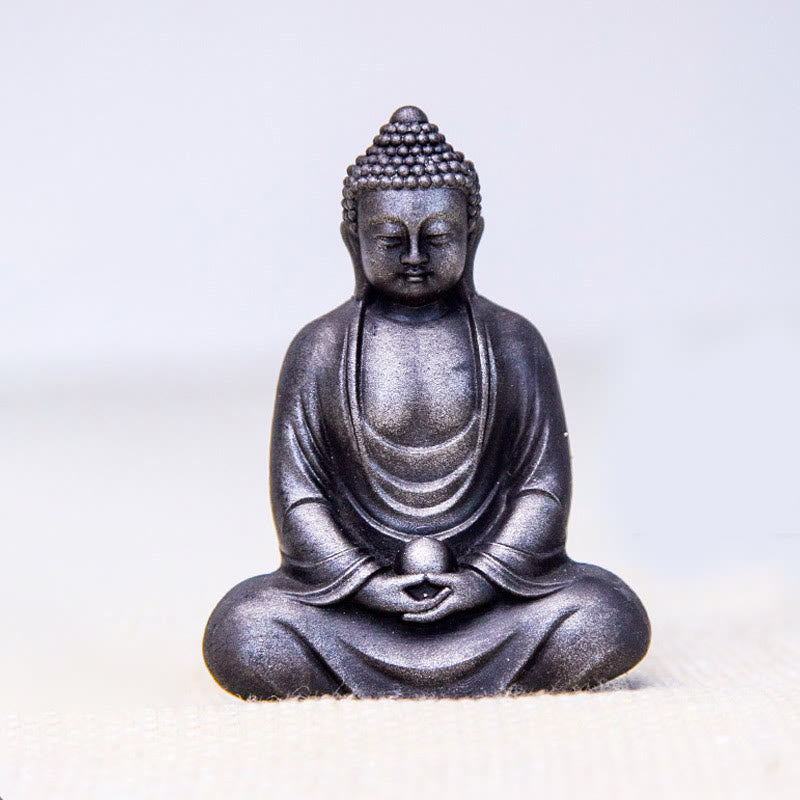 Buddha Stones Tibetan Meditating Buddha Iron Powder Rust Cast Resin Statue Serenity Decoration