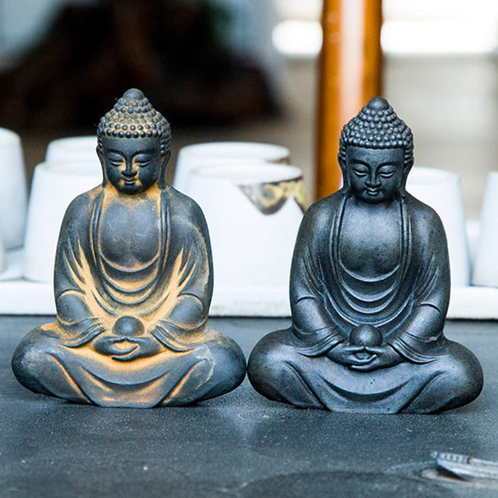 Buddha Stones Tibetan Meditating Buddha Iron Powder Rust Cast Resin Statue Serenity Decoration - image 17