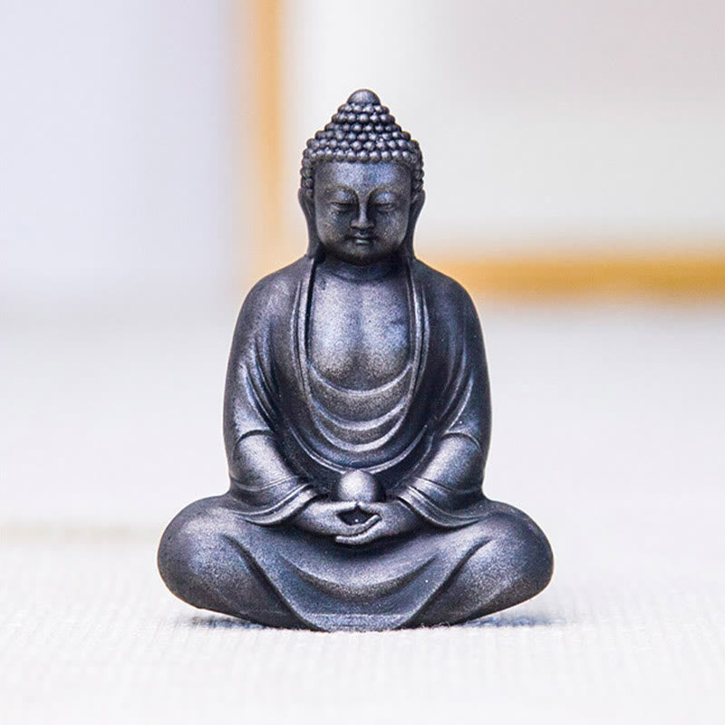 Buddha Stones Tibetan Meditating Buddha Iron Powder Rust Cast Resin Statue Serenity Decoration