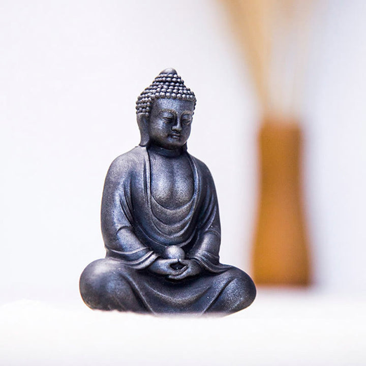 Buddha Stones Tibetan Meditating Buddha Iron Powder Rust Cast Resin Statue Serenity Decoration - image 25