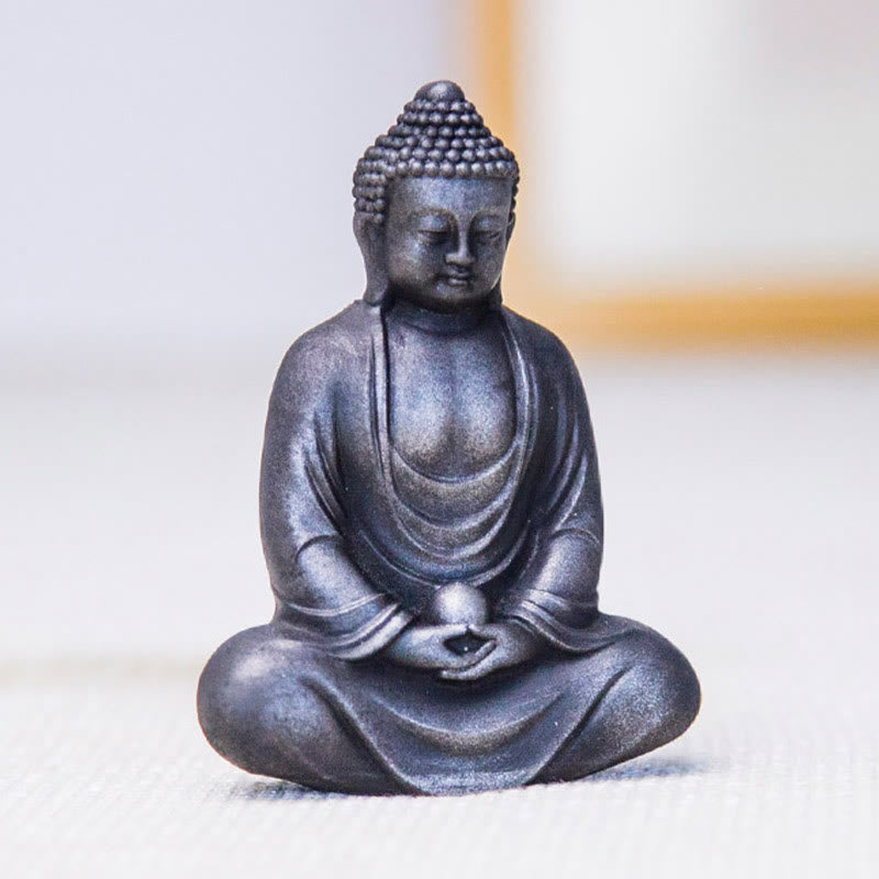 Buddha Stones Tibetan Meditating Buddha Iron Powder Rust Cast Resin Statue Serenity Decoration