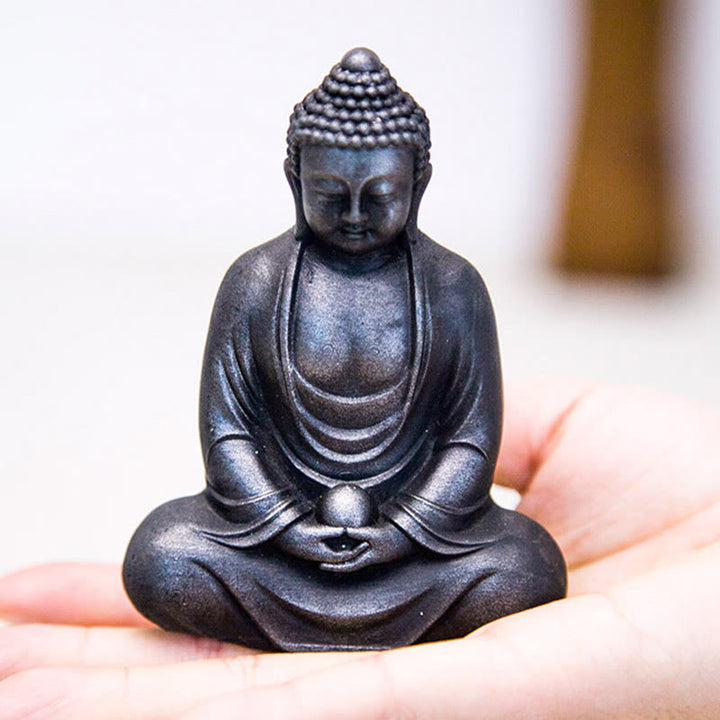 Buddha Stones Tibetan Meditating Buddha Iron Powder Rust Cast Resin Statue Serenity Decoration