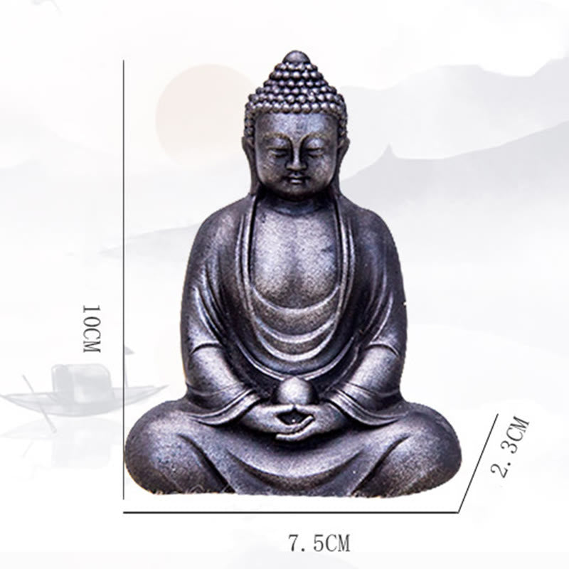 Buddha Stones Tibetan Meditating Buddha Iron Powder Rust Cast Resin Statue Serenity Decoration - image 26