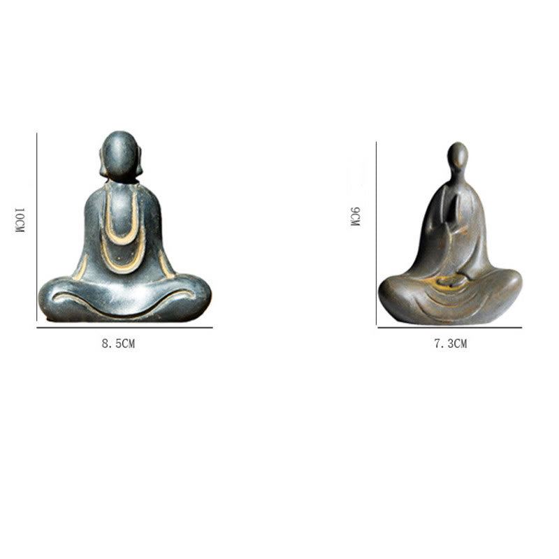 Buddha Stones Tibetan Buddha Iron Powder Rust Cast Resin Statue Desk Decoration