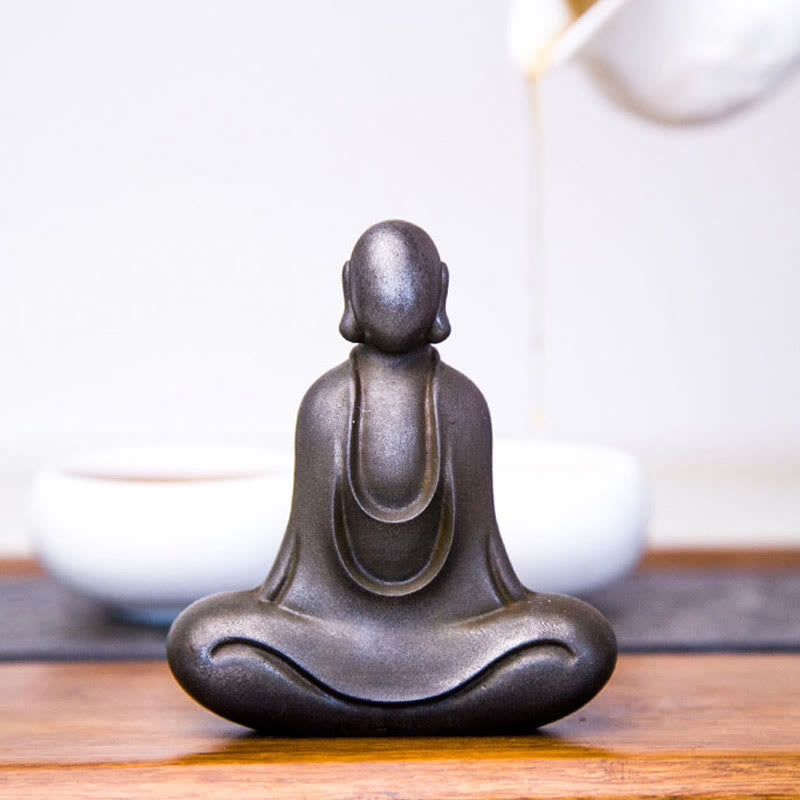 Buddha Stones Tibetan Buddha Iron Powder Rust Cast Resin Statue Desk Decoration