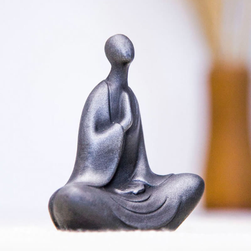 Buddha Stones Tibetan Buddha Iron Powder Rust Cast Resin Statue Desk Decoration - image 8