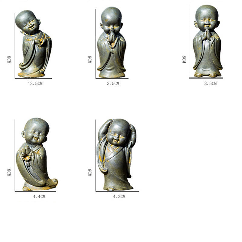 Buddha Stones Small Meditating Monk Iron Powder Rust Cast Resin Statue Desk Decoration - image 19