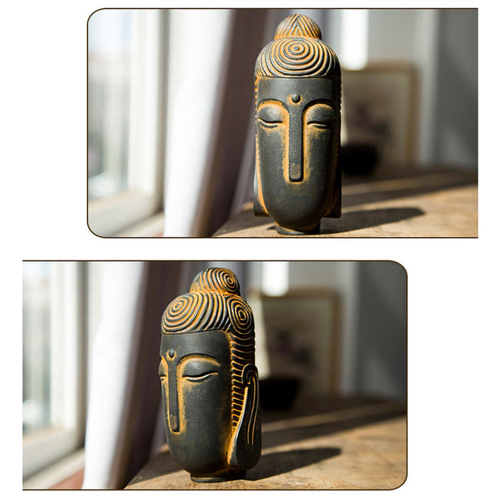 Buddha Stones Closed Eyes Meditating Buddha Iron Powder Rust Cast Resin Statue Home Decoration