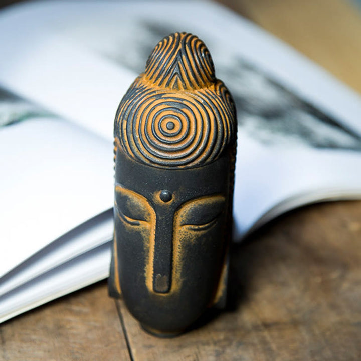 Buddha Stones Closed Eyes Meditating Buddha Iron Powder Rust Cast Resin Statue Home Decoration - image 2