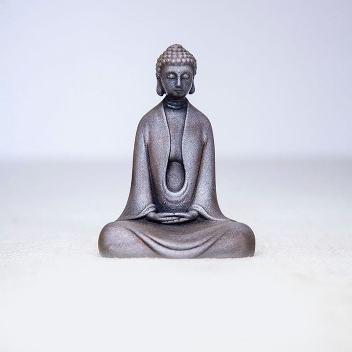 Buddha Stones Handmade Meditation Sakyamuni Buddha Iron Powder Rust Cast Resin Statue Decoration - Meditation Buddha - Polished Version 11*8.5*4.8cm - image 24