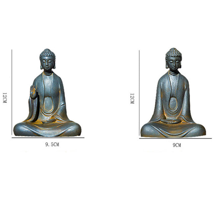 Buddha Stones Handmade Meditation Sakyamuni Buddha Iron Powder Rust Cast Resin Statue Decoration - image 23