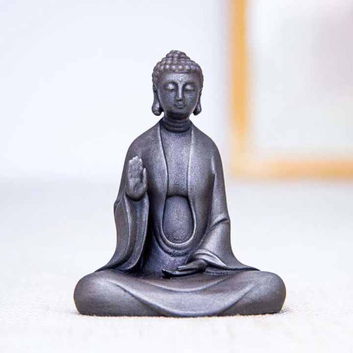 Buddha Stones Handmade Meditation Sakyamuni Buddha Iron Powder Rust Cast Resin Statue Decoration - image 14