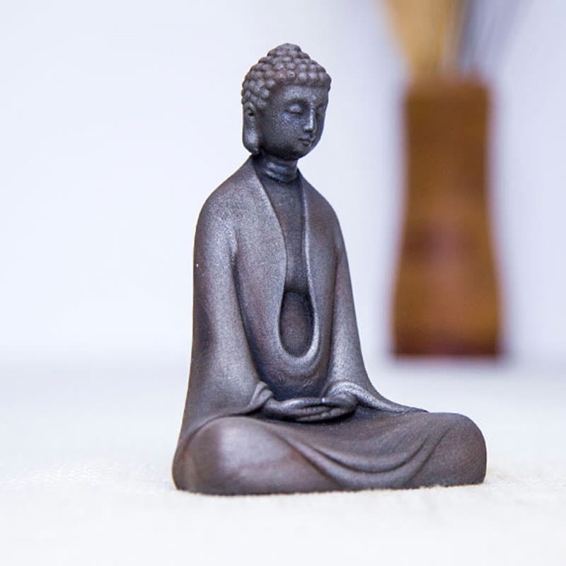 Buddha Stones Handmade Meditation Sakyamuni Buddha Iron Powder Rust Cast Resin Statue Decoration - image 26