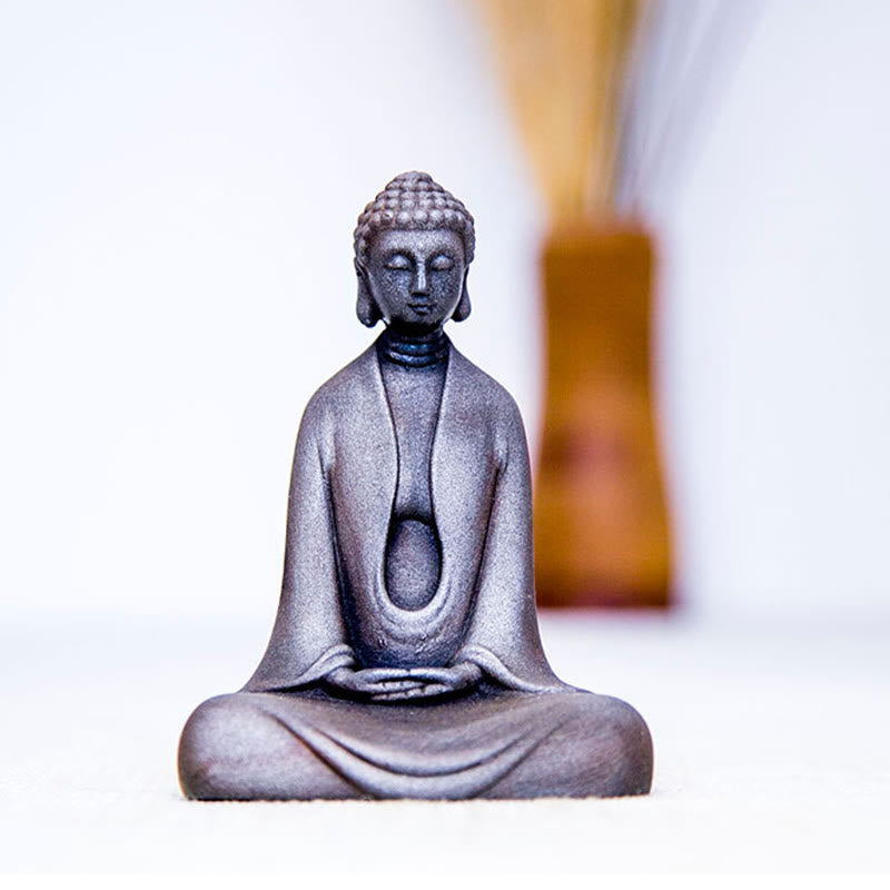 Buddha Stones Handmade Meditation Sakyamuni Buddha Iron Powder Rust Cast Resin Statue Decoration - image 25