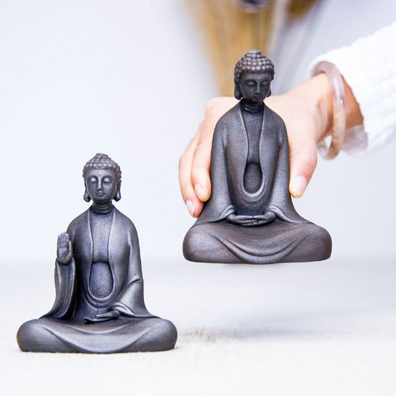 Buddha Stones Handmade Meditation Sakyamuni Buddha Iron Powder Rust Cast Resin Statue Decoration - image 32