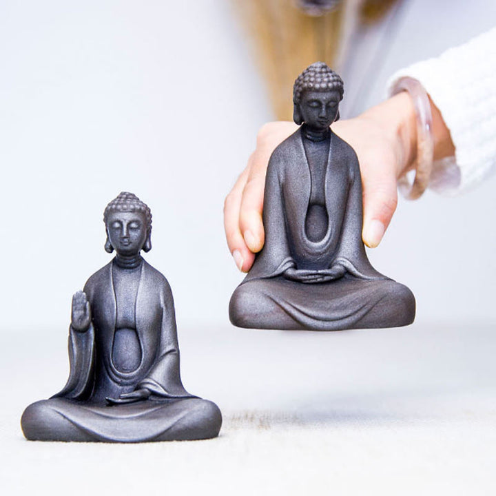 Buddha Stones Handmade Meditation Sakyamuni Buddha Iron Powder Rust Cast Resin Statue Decoration - image 32
