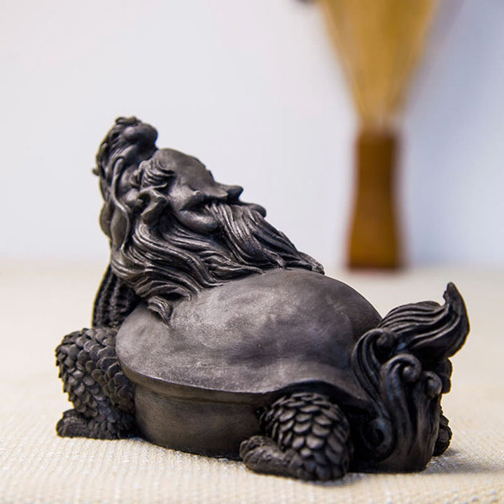 Buddha Stones Handmade Dragon Turtle Iron Powder Rust Cast Resin Statue Home Decoration