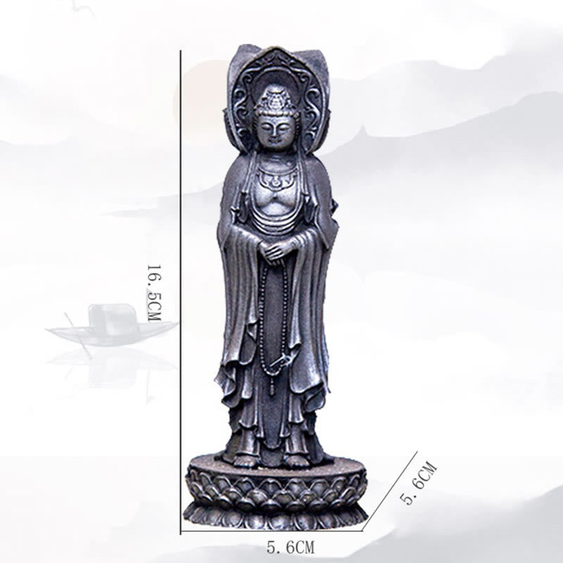 Buddha Stones Three-sided Kwan Yin Avalokitesvara Iron Powder Rust Cast Resin Statue Wealth Desk Decoration - image 25