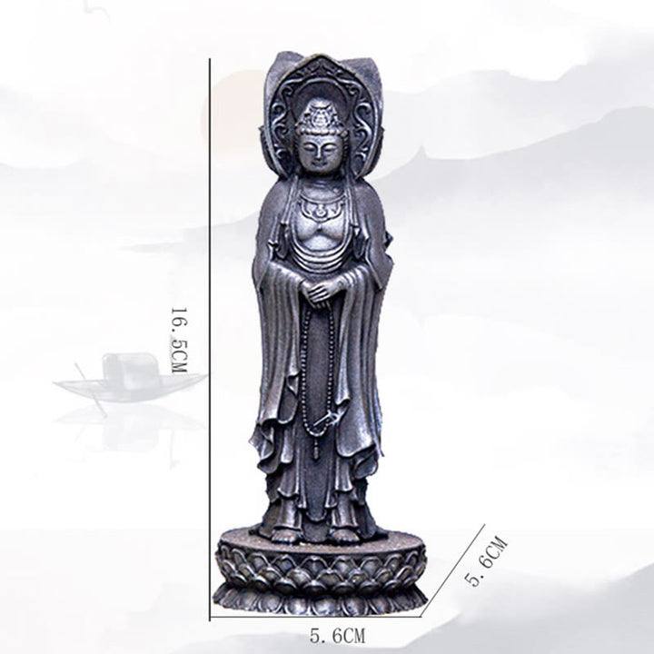 Buddha Stones Three-sided Kwan Yin Avalokitesvara Iron Powder Rust Cast Resin Statue Wealth Desk Decoration - image 25
