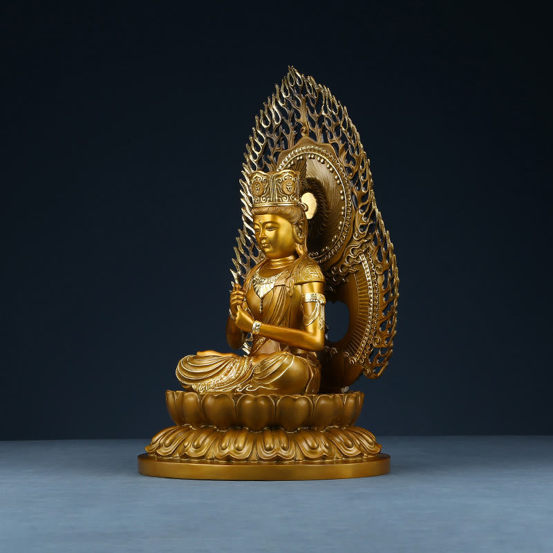 Buddha Stones Tathagata Buddha Figurine Serenity Copper Statue Home Offering Decoration