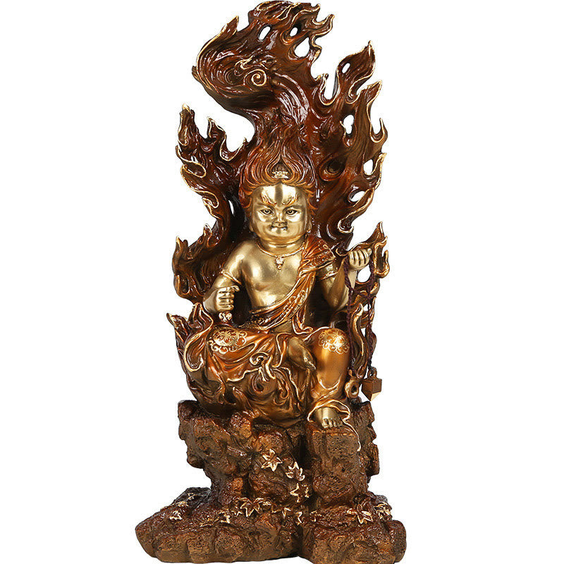 Buddha Stones Acalanatha Buddha Figurine Serenity Copper Statue Home Offering Decoration