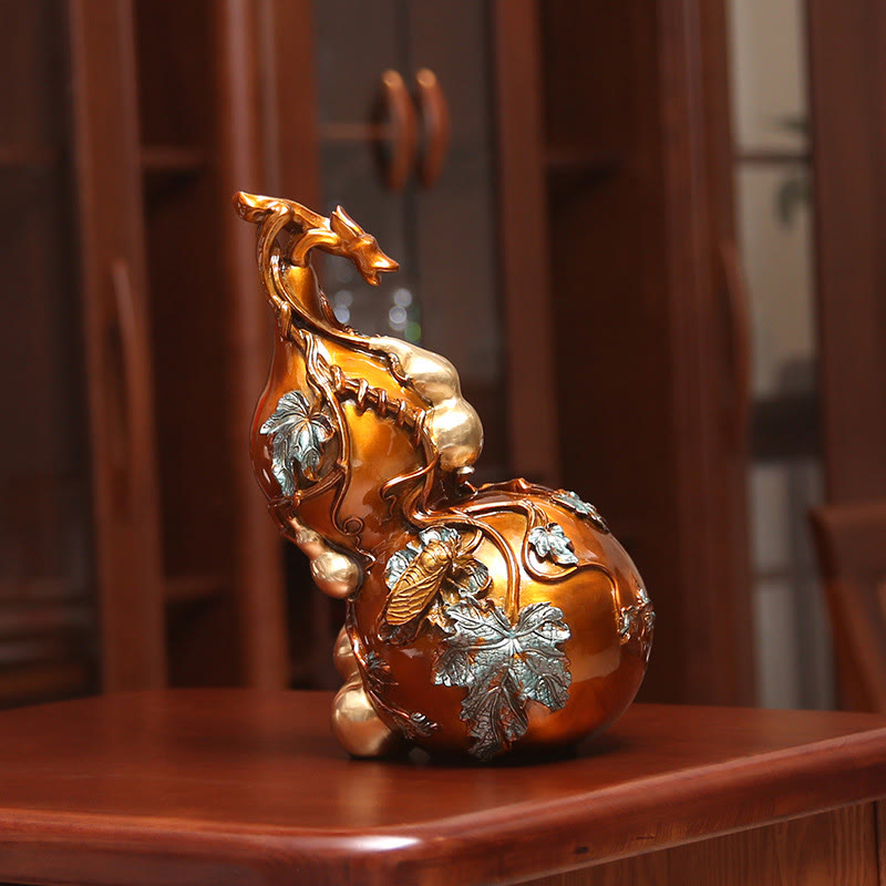 Buddha Stones Golden Gourd Brass Copper Statue Home Desk Decoration - Big Gourd 18*13.5*25.5cm - image 0