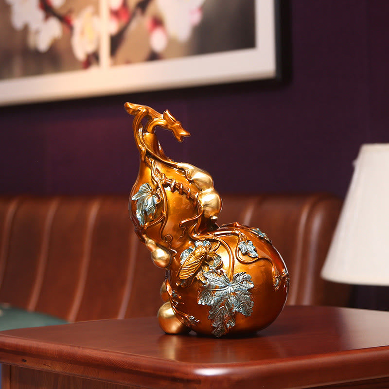 Buddha Stones Golden Gourd Brass Copper Statue Home Desk Decoration - image 7