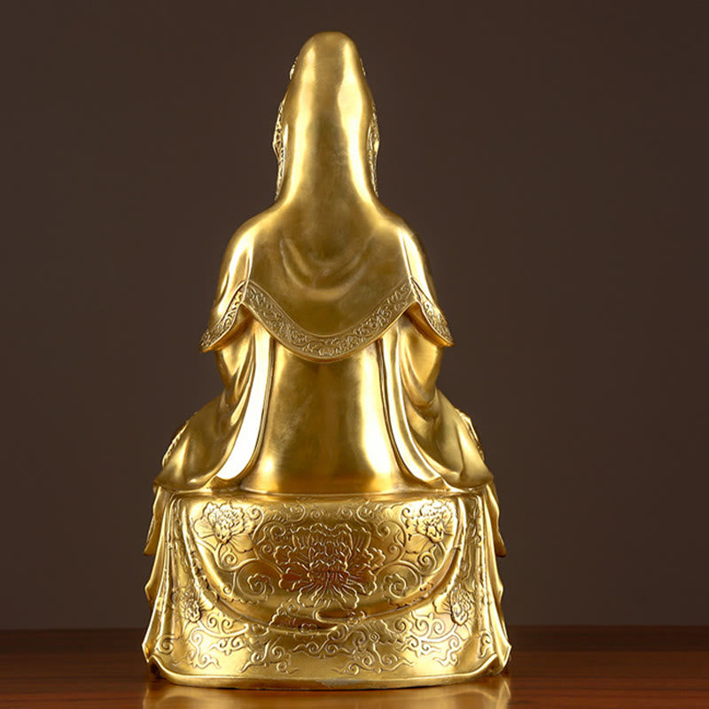 Buddha Stones Kwan Yin Avalokitesvara Wealth Brass Copper Statue Home Desk Decoration - image 7
