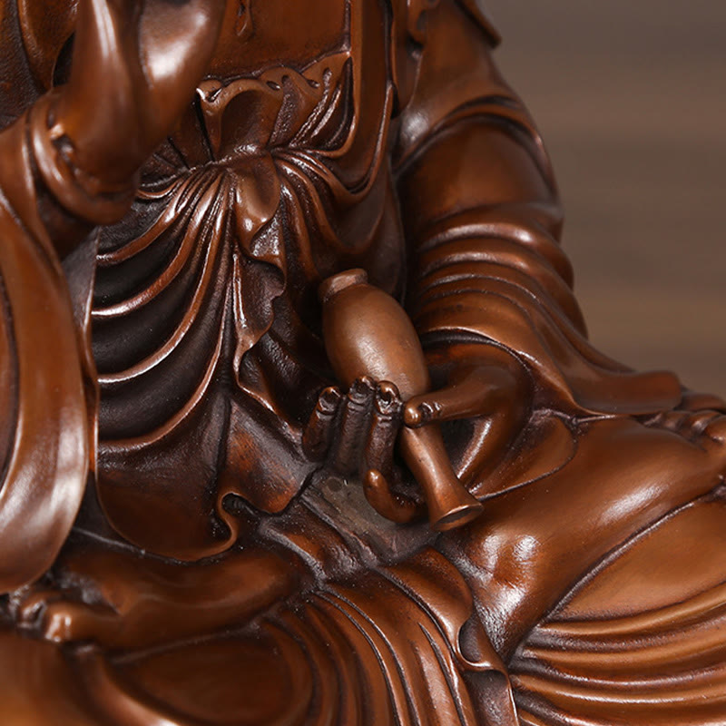 Buddha Stones Kwan Yin Avalokitesvara Lotus Wealth Copper Statue Home Desk Decoration - image 11