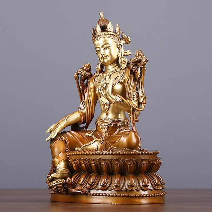 Buddha Stones Bodhisattva Green Tara Figurine Protection Brass Copper Statue Home Offering Decoration - image 4