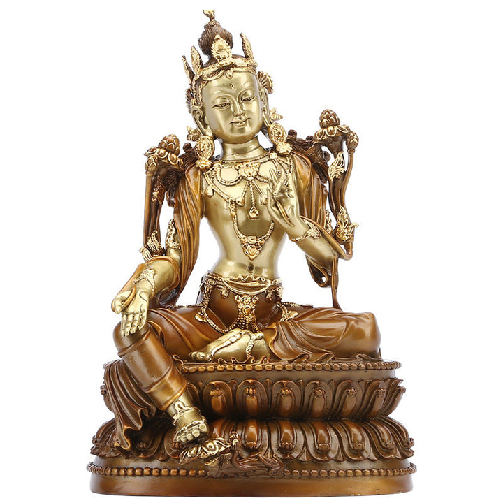 Buddha Stones Bodhisattva Green Tara Figurine Protection Brass Copper Statue Home Offering Decoration