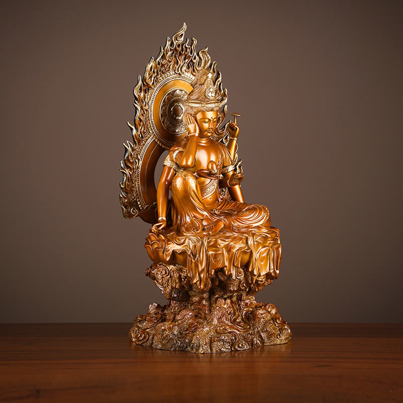 Buddha Stones Kwan Yin Avalokitesvara Success Brass Copper Statue Home Desk Altar Decoration - image 1