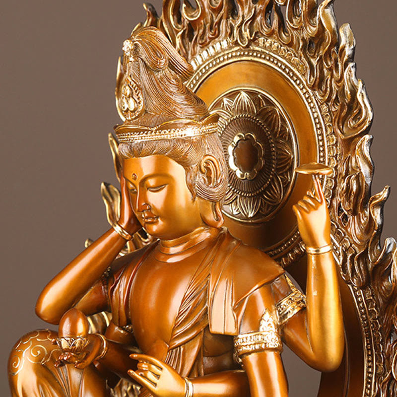 Buddha Stones Kwan Yin Avalokitesvara Success Brass Copper Statue Home Desk Altar Decoration - image 8