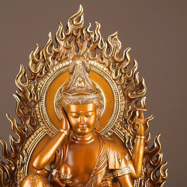 Buddha Stones Kwan Yin Avalokitesvara Success Brass Copper Statue Home Desk Altar Decoration