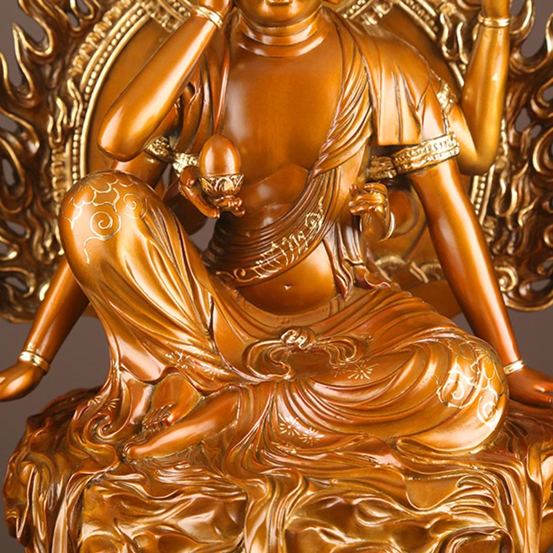 Buddha Stones Kwan Yin Avalokitesvara Success Brass Copper Statue Home Desk Altar Decoration - image 9