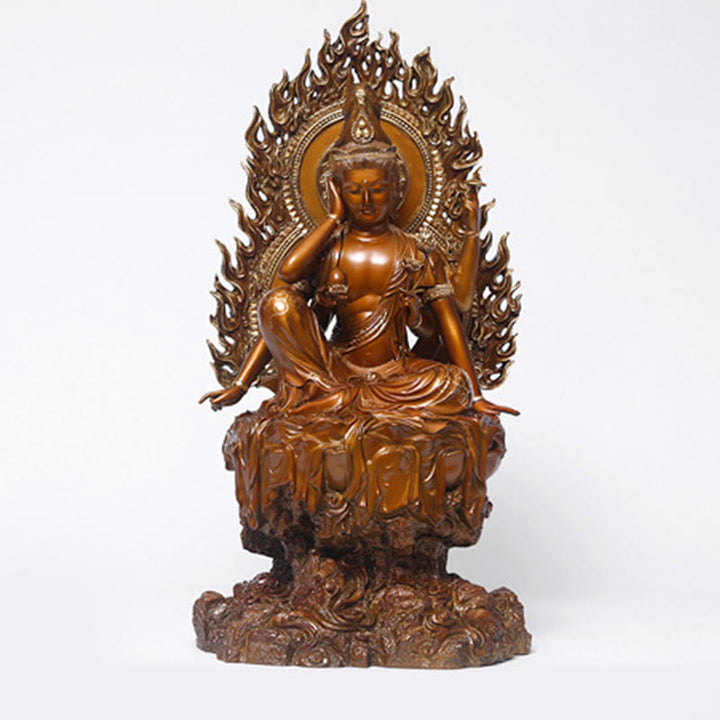 Buddha Stones Kwan Yin Avalokitesvara Success Brass Copper Statue Home Desk Altar Decoration - image 11